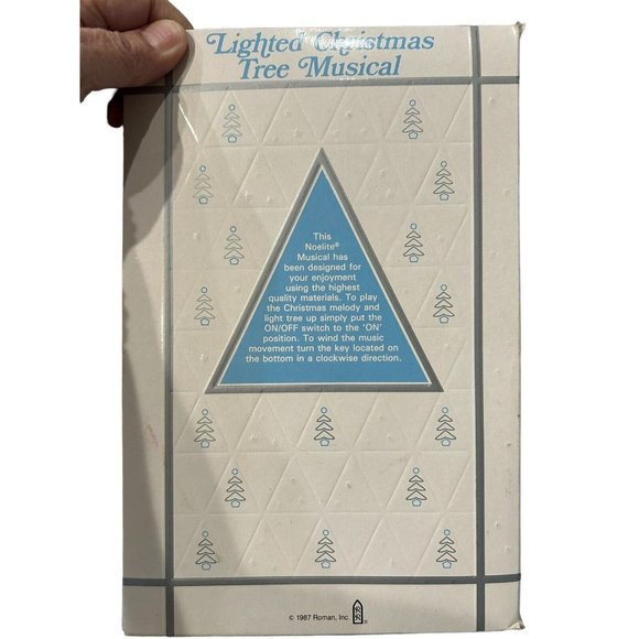 Vintage Lighted Christmas Tree Revolving Train Music Box 1987 Roman w/Orig Box - Picture 11 of 12